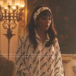 Monet’s white printed oversized shirt on Gossip Girl