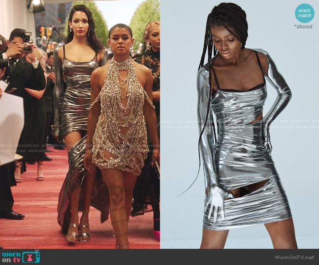 Monse Foil Jersey Slashed Dress worn by Luna La (Zión Moreno) on Gossip Girl