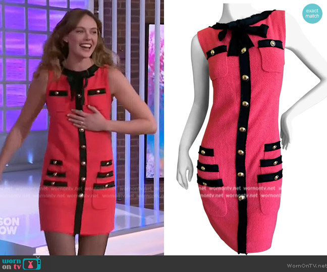 Moschino Vintage Coral Shift Dress worn by Frida Gustavsson on The Kelly Clarkson Show