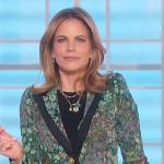 Natalie’s green floral embroidered blazer on The Talk