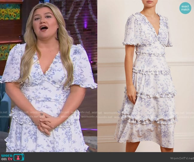 Needle & Thread Rambling Roses Cotton Midaxi Dress worn by Kelly Clarkson on The Kelly Clarkson Show