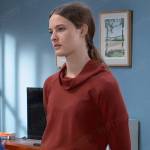 Nelle’s red cowl neck maternity top on General Hospital