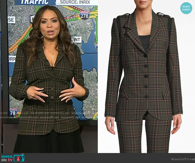 Nicole Miller Plaid Military Blazer worn by Adelle Caballero on Today
