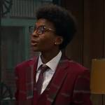 Noah’s burgundy plaid blazer on Bunkd