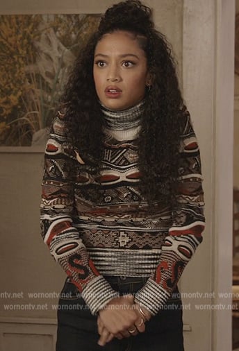Olivia's printed turtleneck sweater on All American
