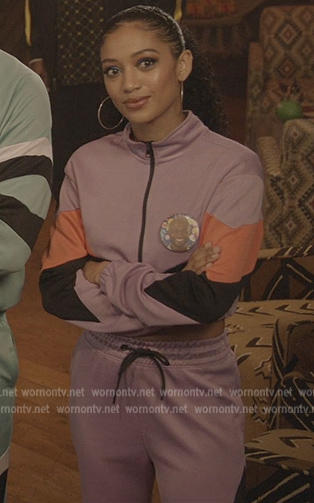 Olivia's lilac colorblock jacket on All American
