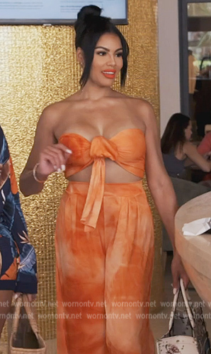 Mia’s orange tie dye top and pants on The Real Housewives of Potomac