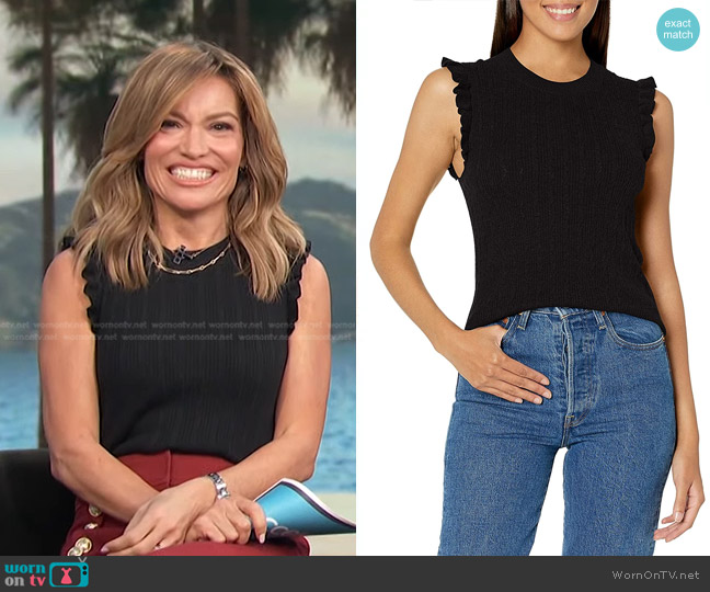 Paige Gardenia Cotton Blend Sweater Tank worn by Kit Hoover on Access Hollywood