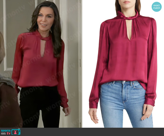 Paige Ceres Blouse in Mulberry worn by Anna Devane (Finola Hughes) on General Hospital