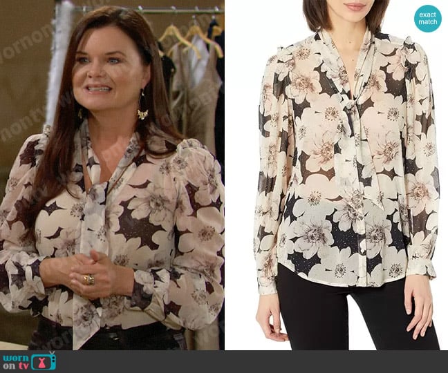 Paige Giada Floral Blouse worn by Katie Logan (Heather Tom) on The Bold and the Beautiful