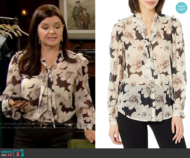 Paige Giada Floral Blouse worn by Katie Logan (Heather Tom) on The Bold and the Beautiful