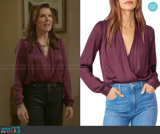 Paige Sevilla Bodysuit in Fig worn by Sheila Carter (Kimberlin Brown) on The Bold and the Beautiful