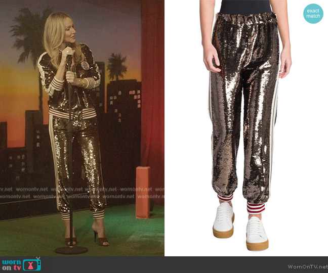 Palm Angels Sequin-Embroidered Track Pants worn by Laura Baker (Monet Mazur) on All American