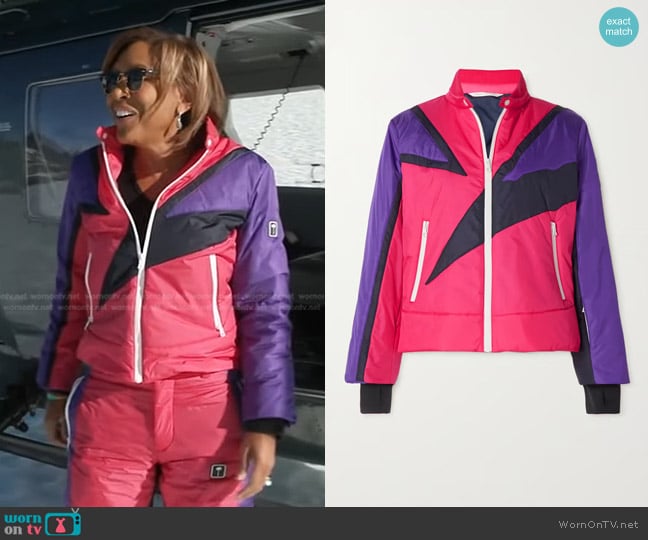 Palm Angels Thunderbolt Color-Block Padded Ski Jacket worn by Robin Roberts on Good Morning America