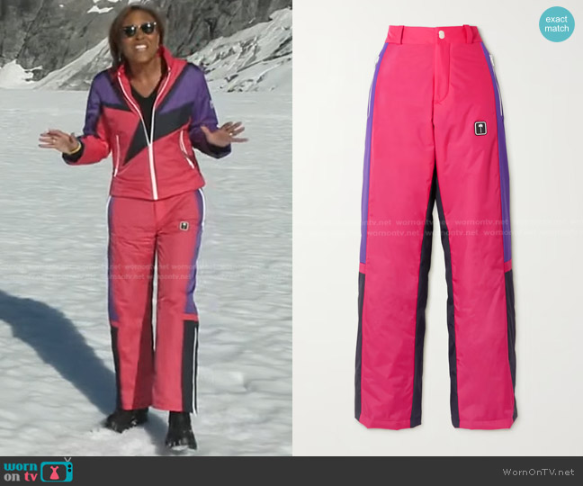 Palm Angels Thunderbolt Color-Block Straight-Leg Ski Pants worn by Robin Roberts on Good Morning America