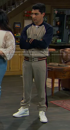 Parker's check bomber jacket and pants on Bunkd