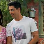 Parker’s white graphic print tee on Bunkd