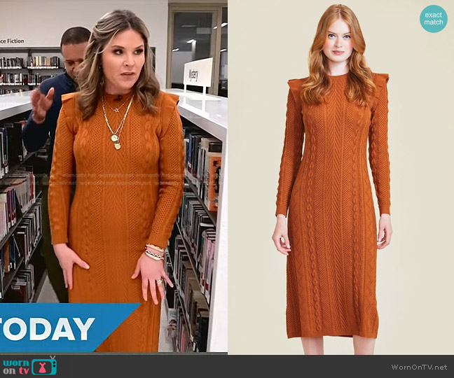 Pearl by Lela Rose Pointelle Knit Dress worn by Jenna Bush Hager on Today