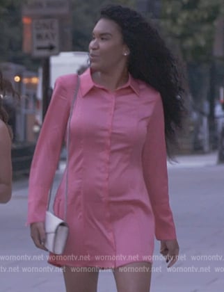 Deborah Williams' pink mini shirtdress on The Real Housewives of Potomac