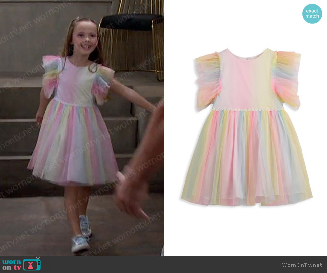 Pippa & Julie Little Girl's & Girl's Rainbow Stripe Dress worn by Rachel Black (Finley Rose Slater) on Days of our Lives