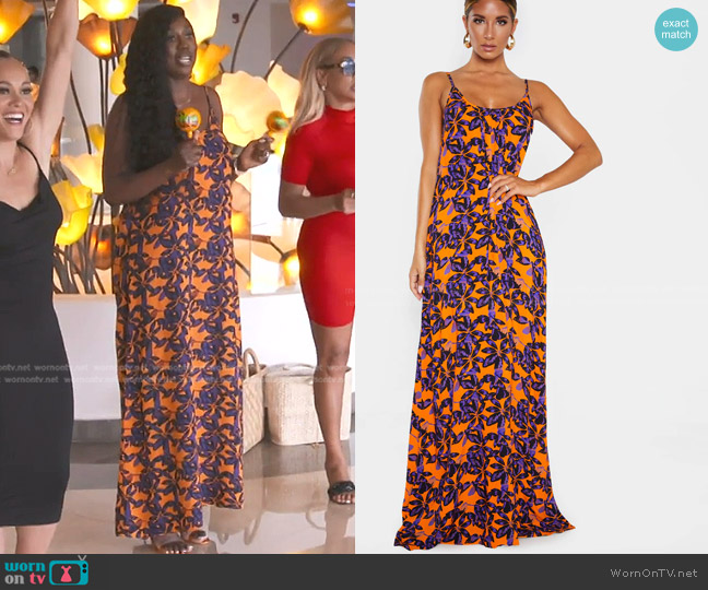 Pretty Little Thing Leaf Overzied Maxi Dress worn by Wendy Osefo on The Real Housewives of Potomac