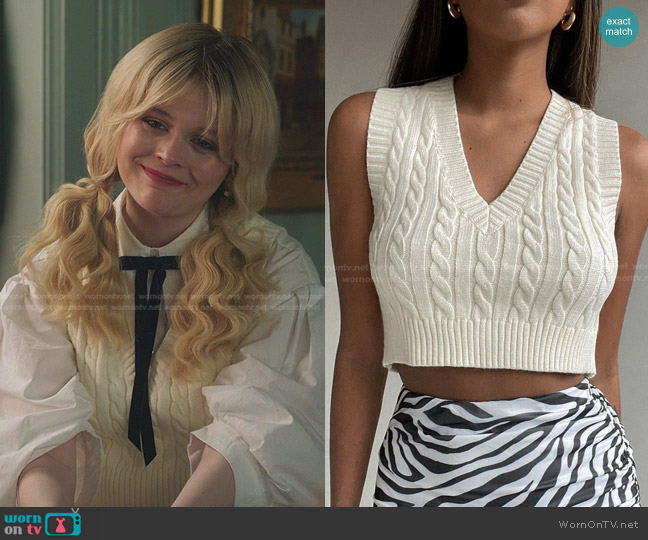 Simone Rocha Masculine Shirt with Rolled Up Signature Sleeve worn by Audrey Hope (Emily Alyn Lind) on Gossip Girl