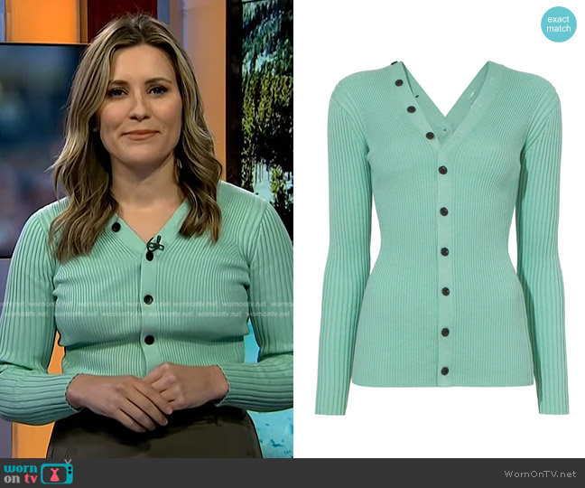 Proenza Schouler White Label Cotton Cashmere Rib Knit Cardigan worn by Erin McLaughlin on Today