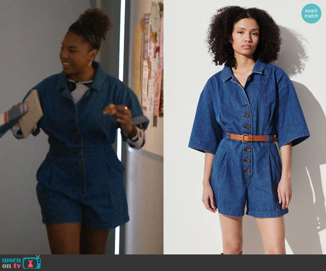 Rachel Comey Larchmont Shortsuit worn by Angelica Porter-Kennard  on The L Word Generation Q