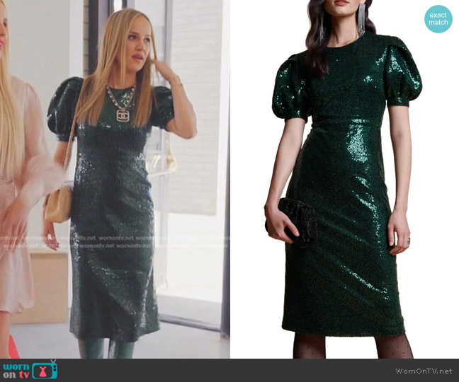 Rachel Parcell Bias Sequin Short Puff Sleeve Dress worn by Angie Harrington on The Real Housewives of Salt Lake City