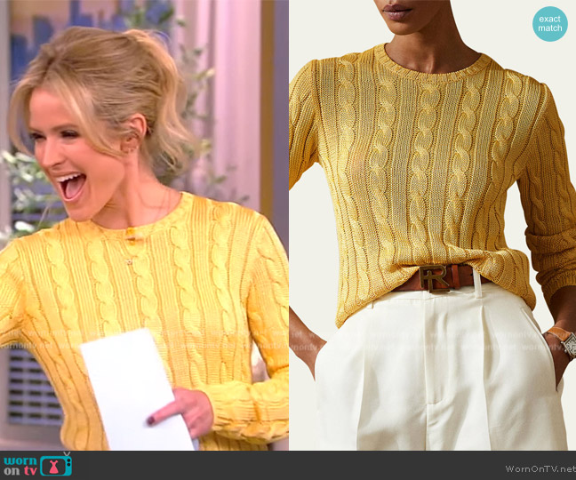 Ralph Lauren Cable Wool Sweater worn by Sara Haines on The View