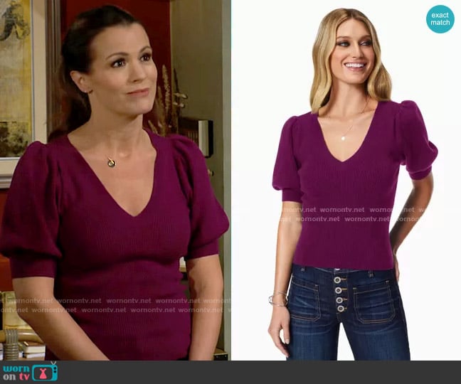 Ramy Brook Rory Sweater worn by Chelsea Lawson (Melissa Claire Egan) on The Young and the Restless