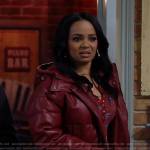 Randi's red leather puffer jacket on Call Me Kat