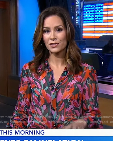Rebecca’s floral silk blouse on Good Morning America