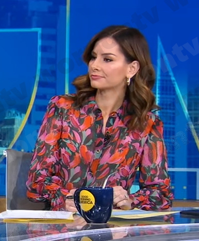 Rebecca’s floral silk blouse on Good Morning America