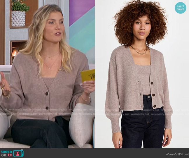Reformation Varenne Cashmere Tank and Cardigan Set worn by Amanda Kloots on The Talk