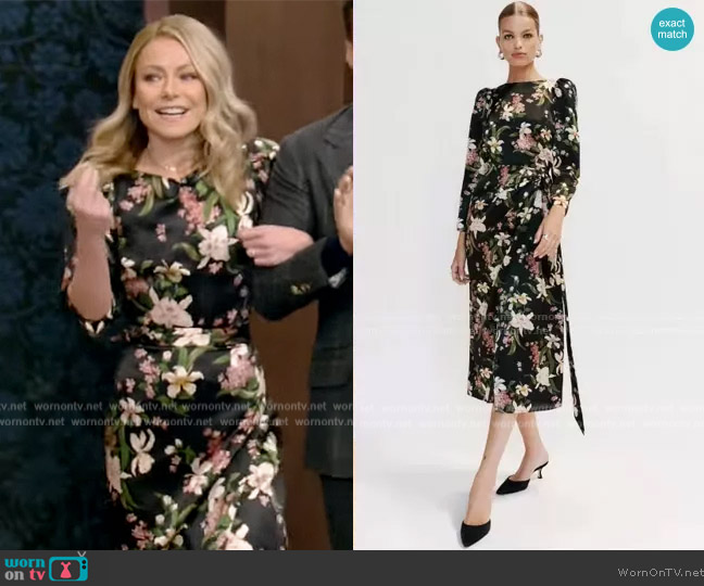 Reformation Cassis Silk Dress worn by Kelly Ripa on Live with Kelly and Mark