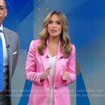 Rhiannon Ally’s pink satin blazer and pants on Good Morning America