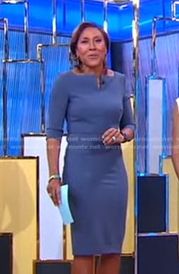 Robin’s blue split-neck dress on Good Morning America