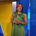 Robin’s green twist neckline satin dress on Good Morning America