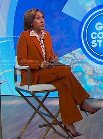 Robin's orange corduroy suit on Good Morning America