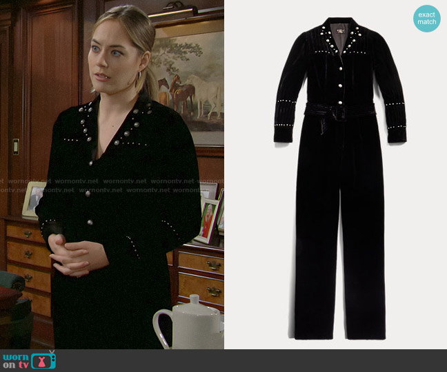 RRL Studded Velvet Jumpsuit worn by Hope Logan (Annika Noelle) on The Bold and the Beautiful