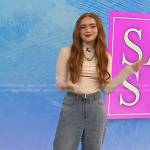 Sadie Sink’s white cutout top and pearl embellished jeans on Today