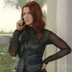 Sally’s leather zip up vest on The Young and the Restless