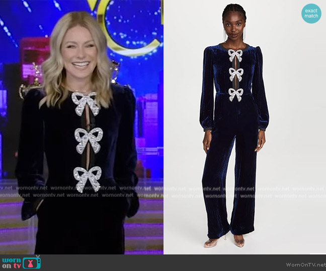 Saloni Camille Bow Jumpsuit worn by Kelly Ripa on Live with Kelly and Ryan