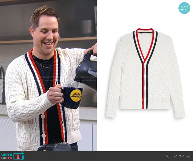 Sandro Cable Knit Cardigan worn by Anthony Underwood on Good Morning America