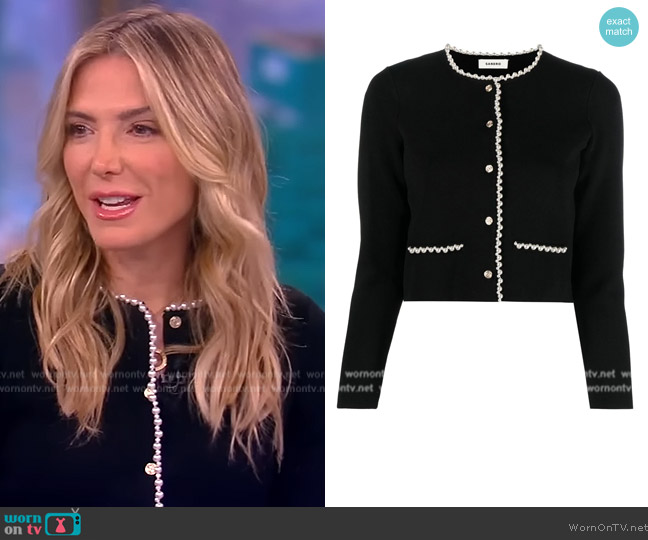 Sandro Bead-embellished Cardigan worn by Debbie Matenopoulos on The View
