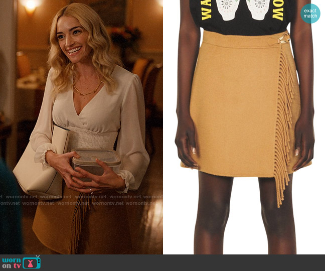 Sandro Luciana Fringe Mini Skirt worn by Georgia Miller (Brianne Howey) on Ginny & Georgia