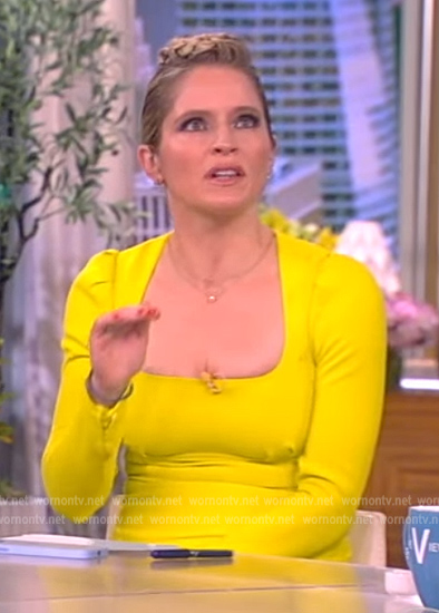 Sara’s yellow square neck dress on The View