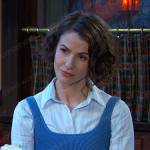 Sarah’s blue ribbed cropped top on Days of our Lives