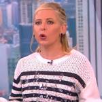 Sarah Michelle’s white sequin stripe sweater on The View